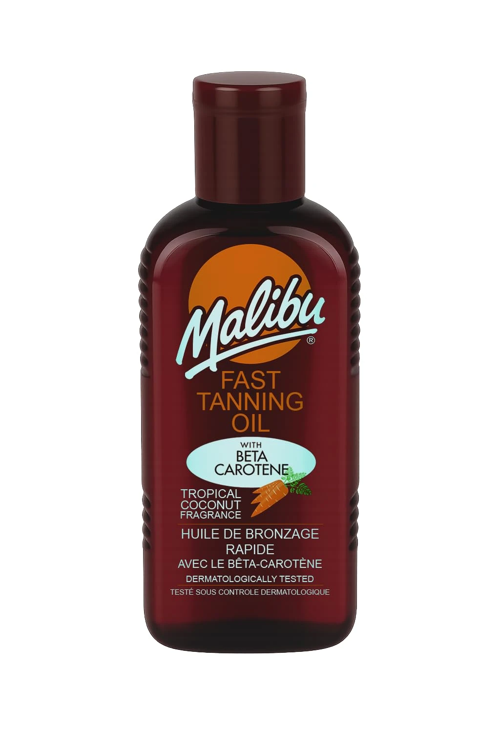 Malibu Sun Bronzing Fast Tanning Oil with Beta Carotene, Water Resistant, Tropical Coconut Fragrance, 200ml