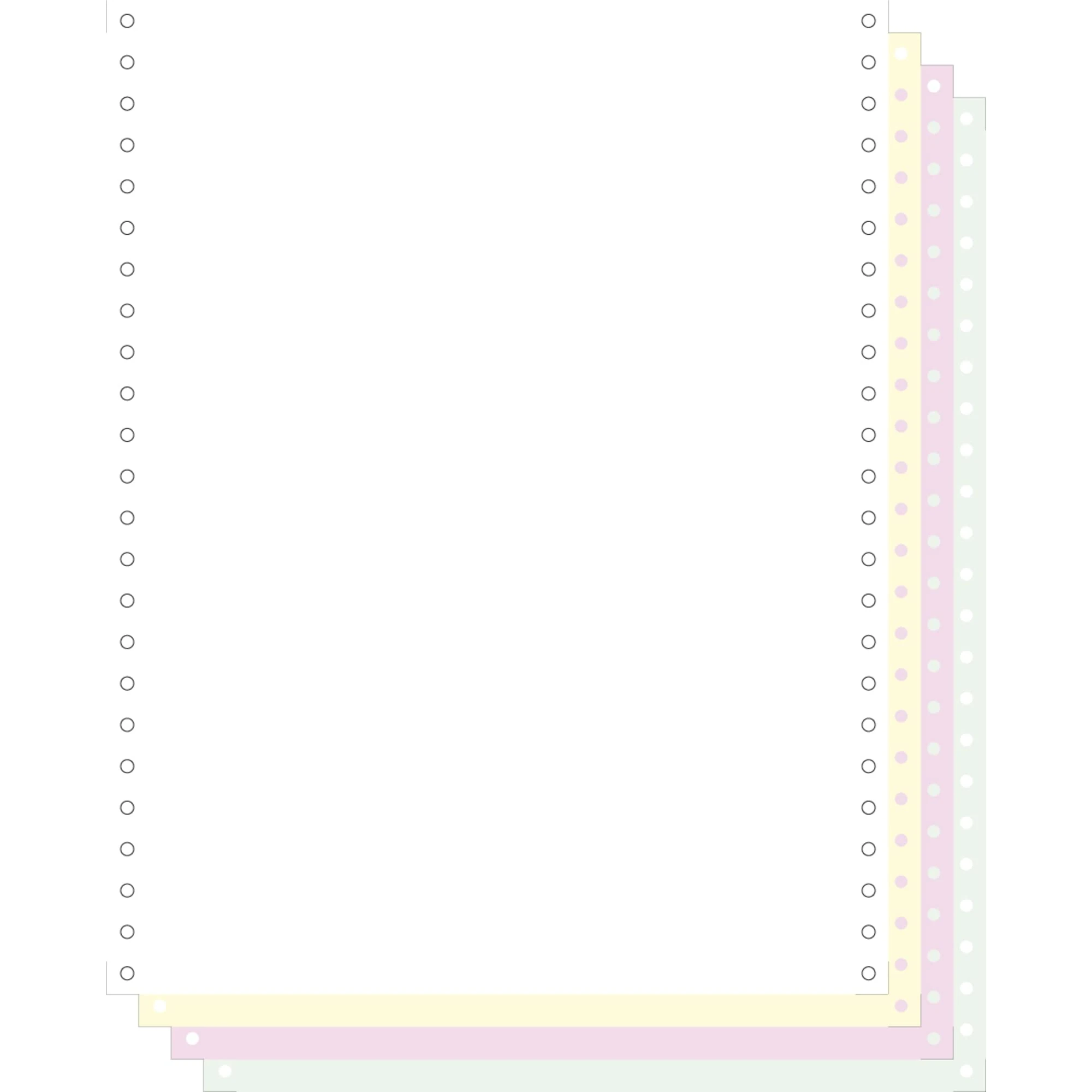 500 feuilles de listing autocopiantes blanc/jaune/rose/vert 240x12" 4plis bandes caroll detachables