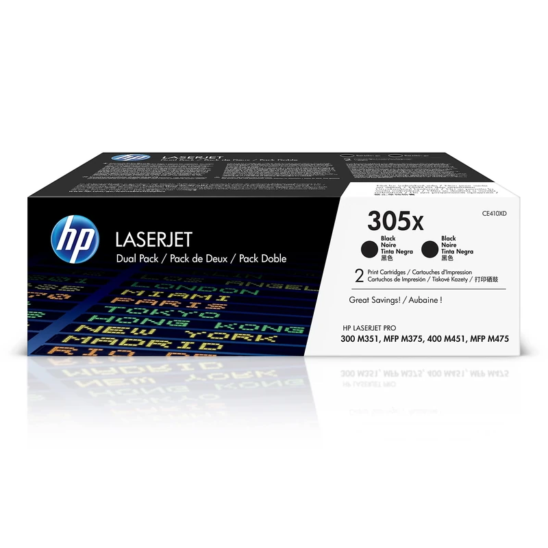 HP CE410XD 305X High Yield Original LaserJet Toner Cartridges, Black, Multipack