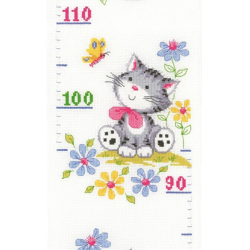 Vervaco Height Chart Kitten Counted Cross Stitch Kit, Multi-Colour