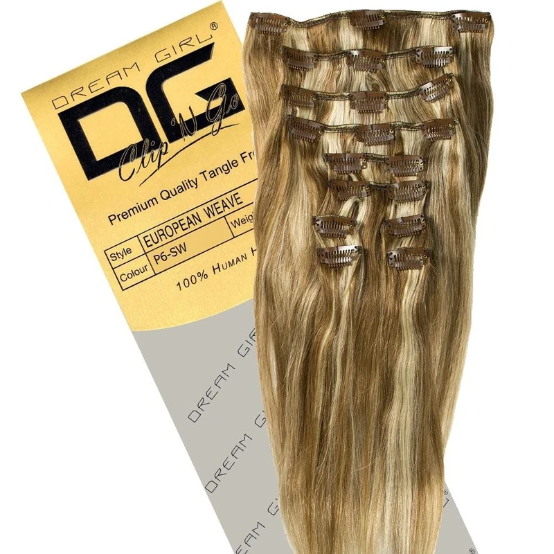 Dream Girl 18 inch Colour 6/SW Clip On Hair Extensions