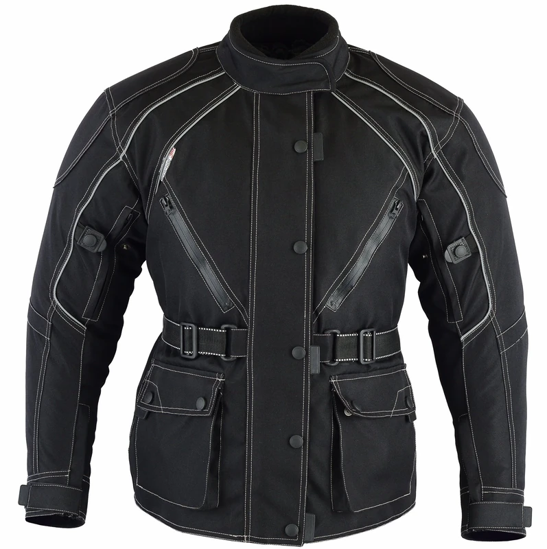 Bikers Gear Australia New Ladies Jazz Waterproof Motorcycle Jacket Black with Venting Removable Thermal Liner and CE1621-1 Armour UK L
