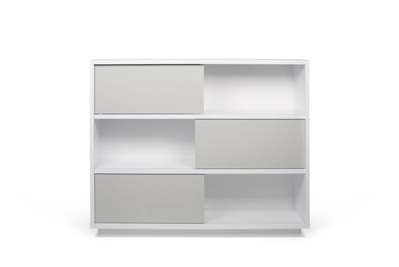 TemaHome Wood Honeycomb Panel Nilo Shelving Unit/Cupboard with Pure White Matte/Light Matte Grey Doors, 150 x 40 x 121 cm, White