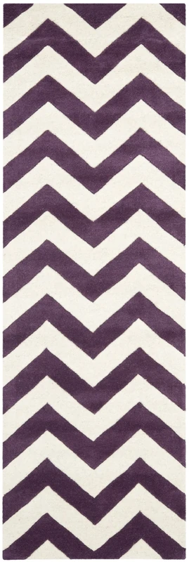 Safavieh Contemporary Indoor Hand Tufted Runner Area Rug, Chatham Collection, CHT715, in Purple / Ivory, 69 X 213 cm for Living Room, Bedroom or Any Indoor Space