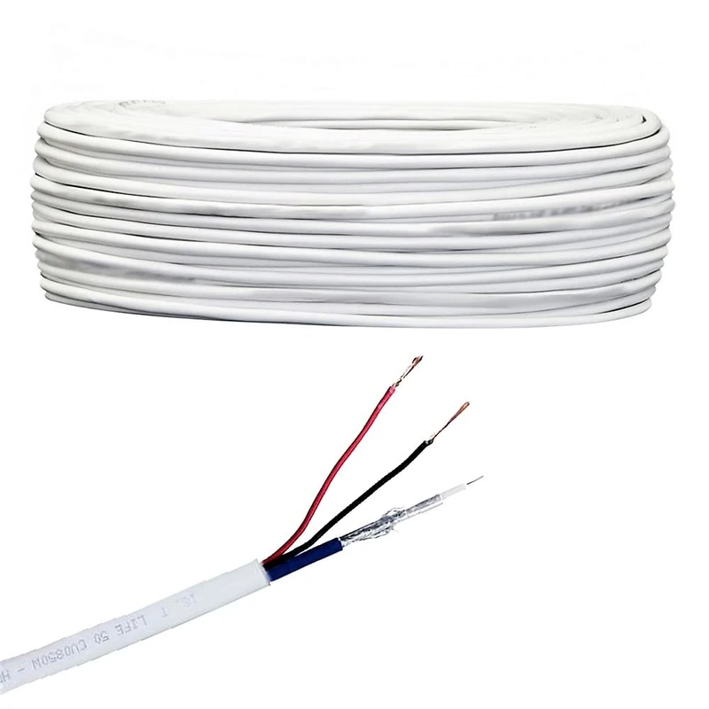 tempo di saldi 100 Meter Coaxial Cable RG59 Skein Video Power Cables For Cameras