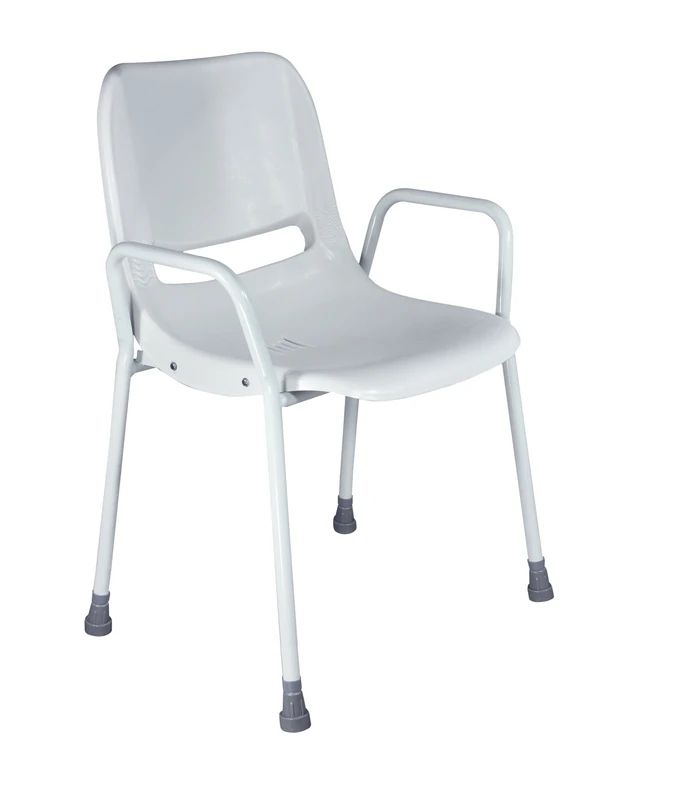 Aidapt Milton Shower Chair Fixed Height Backrest for Comfort,Non-Slip Rubber Ferrules,Armrests,No Tools Required,Delivered Assembled For Elderley,Disabled,Pregnant,Unsteady on Feet