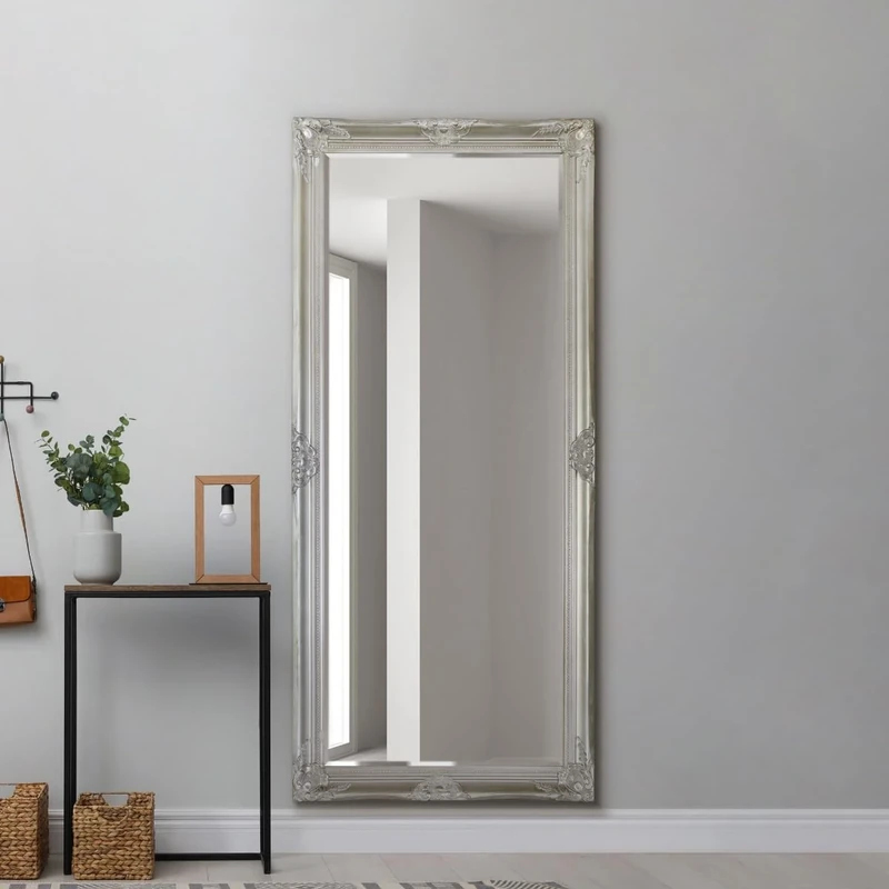 New Large Silver Decorative Vintage Chic Wall Mirror 5Ft3 X 2Ft5 (160cm X 74cm)