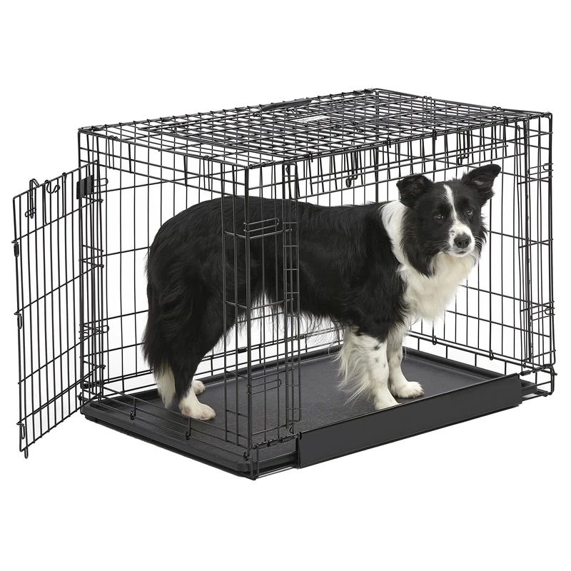 MidWest Homes for Pets Intermediate Ovation Double Door 91 cm Folding Metal Dog Crate, Front and Up & Away Side Doors, Space-Saving Design