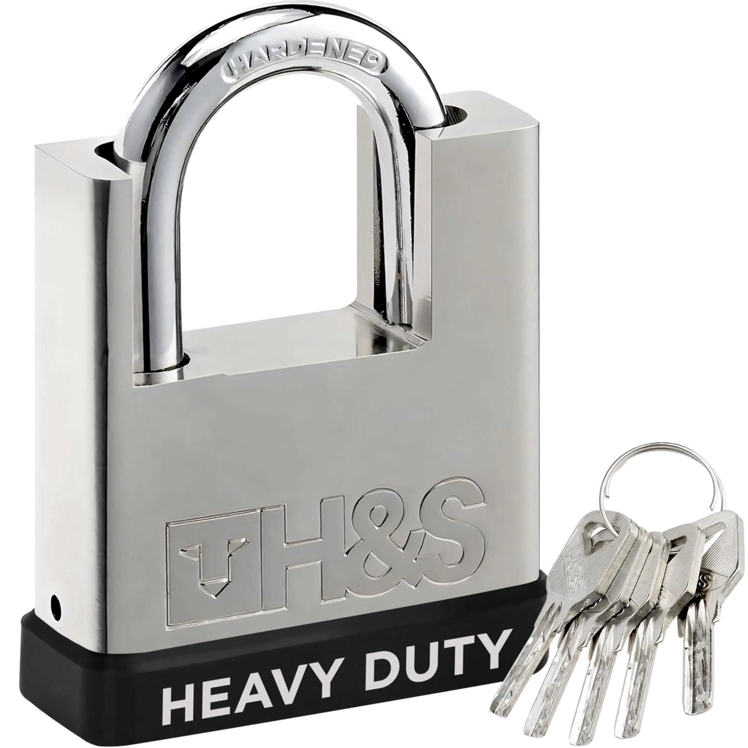 H&S 5 Keys 60mm Heavy Duty Padlock - Warehouse Container Garage Shutter Gate Chain Shed Lock - Padlocks with Keys - Locks - Locker Padlocks - Pad Lock