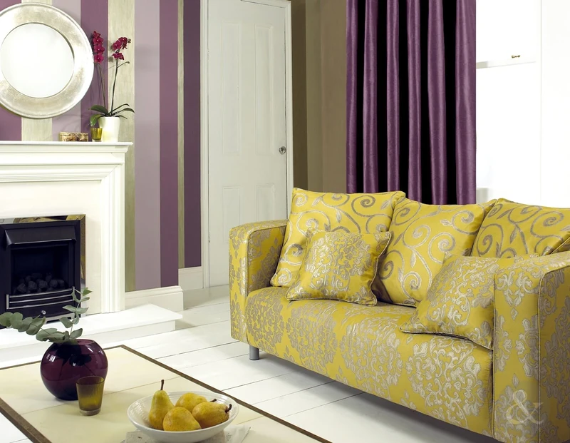 Just Contempo Faux Silk Eyelet Lined Curtains, Purple, 90x90 inches