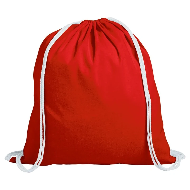 eBuyGB Pack of 100 Unisex Drawstring Rucksack, 100% Cotton, Red