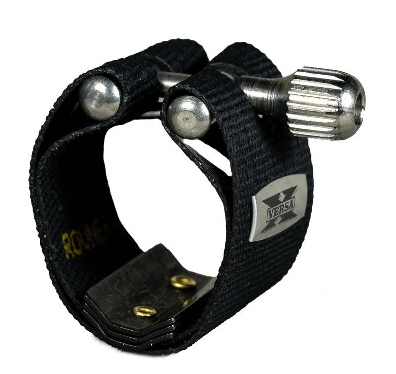 Rovner Versa X Series Premium Dark Ligature for Tenor Slim/Alto Large Saxophone with Metal Mouthpeice - X-2M - Black/Polished Alloy