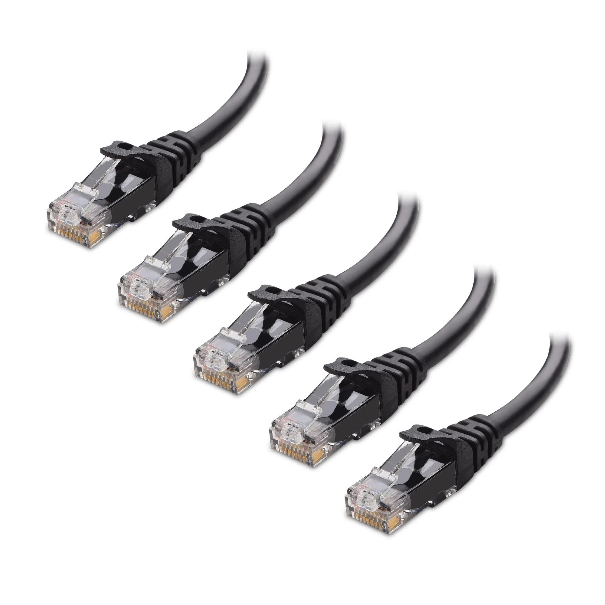 Cable Matters 5-Pack 10Gbps Snagless Short Cat6 Ethernet Cable 2.1m (Cat6 Cable, Cat 6 Cable) in Black 2.1 Meter