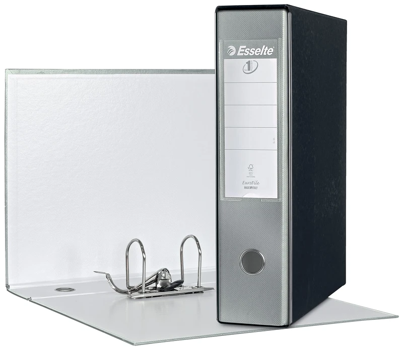 Esselte – RACCOGLITORE EUROFILE with Lever Mechanism Plastic Coated Cardboard,Grey,8 cm