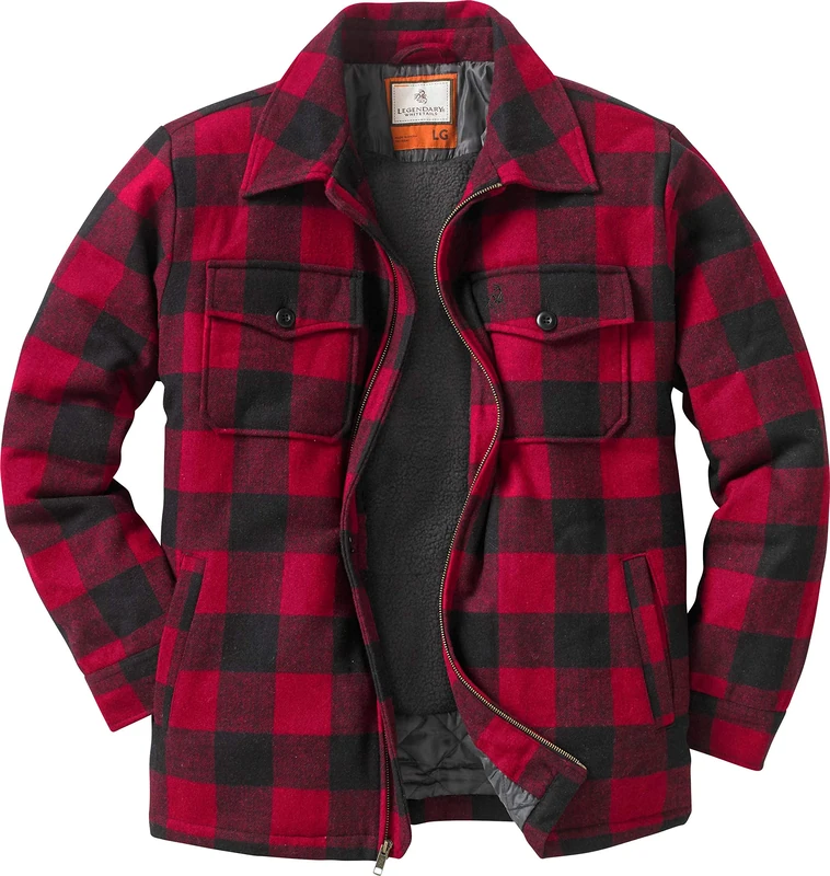 Legendary Whitetails Men's Standard Tough as Buck Outdoorsman Wool Coat, Winter Outerwear Jacket, Berber and Quilted Lined Insulated Work Clothing, Buffalo Plaid, X-Large - Image 1