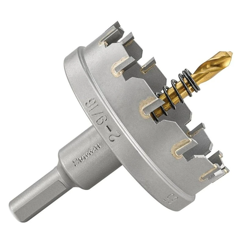 Starrett Tungsten Carbide Tipped Hole Saw - SM65 Sheet Metal Cutter With Arbor & Pilot Drill Bit - For Drilling Stainless Steel Aluminum Alloy - 65 mm