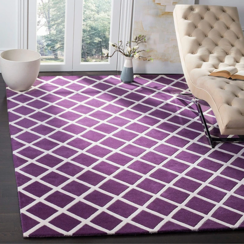 Safavieh Contemporary Indoor Hand Tufted Rectangle Area Rug, Chatham Collection, CHT718, in Purple / Ivory, 183 X 274 cm for Living Room, Bedroom or Any Indoor Space