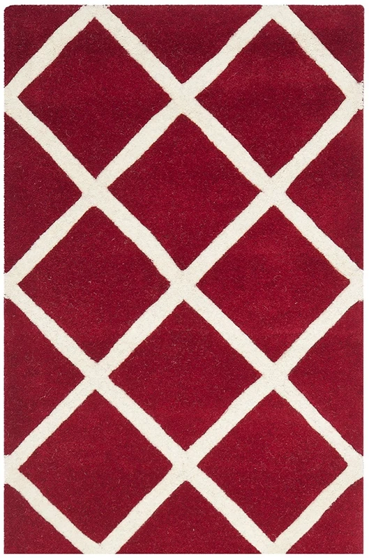 Safavieh Contemporary Indoor Hand Tufted Rectangle Area Rug, Chatham Collection, CHT720, in Red / Ivory, 122 X 183 cm for Living Room, Bedroom or Any Indoor Space