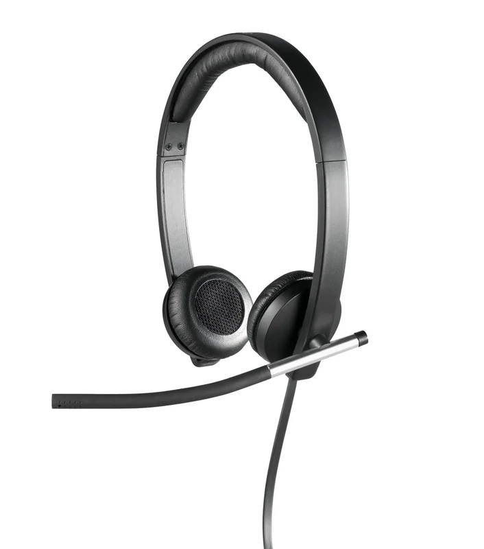 Logitech H650e Wired Headset, Stereo Headphones with Noise-Cancelling Microphone, USB, In-Line Controls, Indicator LED, PC/Mac/Laptop - Black