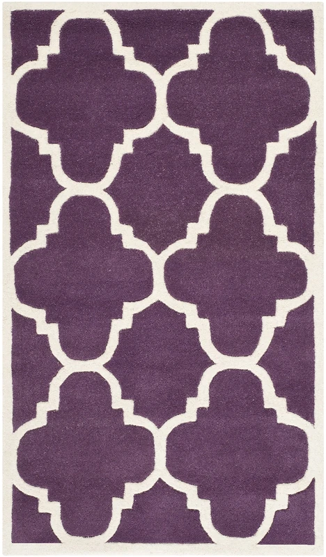 Safavieh Contemporary Indoor Hand Tufted Rectangle Area Rug, Chatham Collection, CHT730, in Purple / Ivory, 91 X 152 cm for Living Room, Bedroom or Any Indoor Space