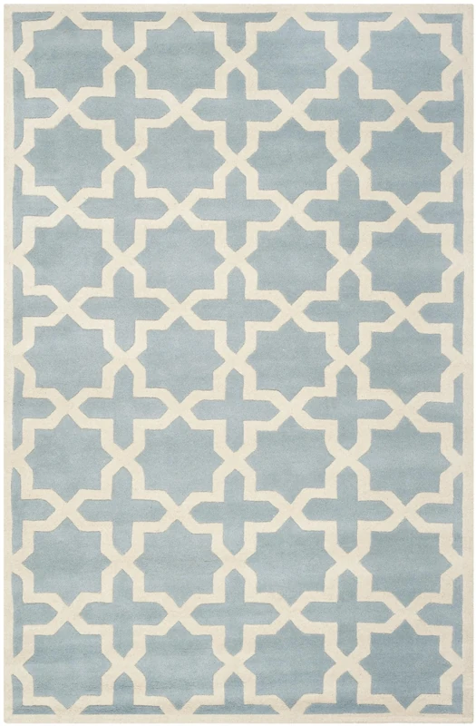 Safavieh Contemporary Indoor Hand Tufted Rectangle Area Rug, Chatham Collection, CHT732, in Blue / Ivory, 183 X 274 cm for Living Room, Bedroom or Any Indoor Space