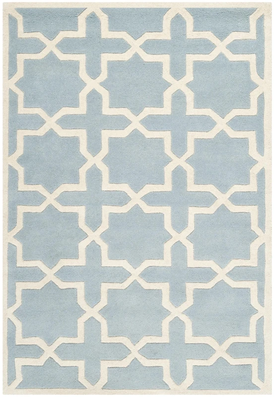 Safavieh Contemporary Indoor Hand Tufted Rectangle Area Rug, Chatham Collection, CHT732, in Blue / Ivory, 122 X 183 cm for Living Room, Bedroom or Any Indoor Space