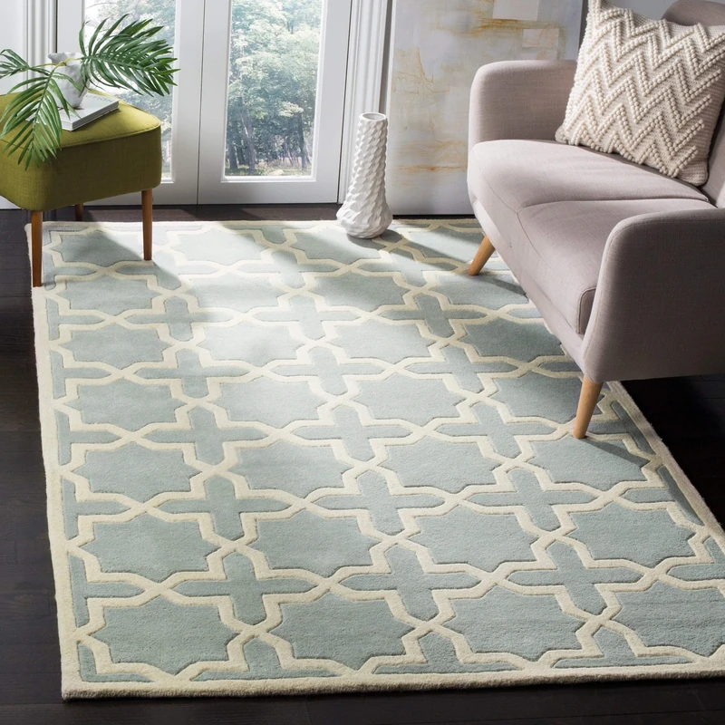Safavieh Contemporary Indoor Hand Tufted Rectangle Area Rug, Chatham Collection, CHT732, in Grey / Ivory, 183 X 274 cm for Living Room, Bedroom or Any Indoor Space