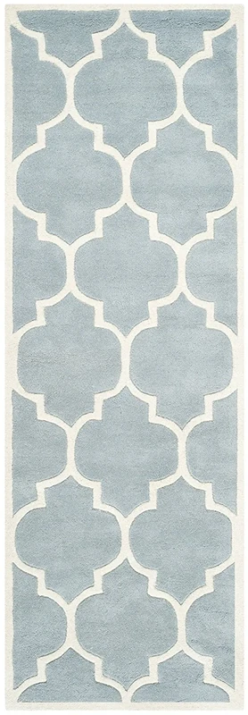 Safavieh Contemporary Indoor Hand Tufted Runner Area Rug, Chatham Collection, CHT733, in Blue / Ivory, 69 X 213 cm for Living Room, Bedroom or Any Indoor Space