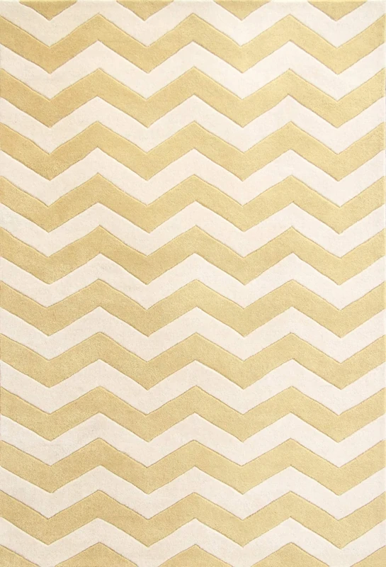 Safavieh Contemporary Indoor Hand Tufted Rectangle Area Rug, Chatham Collection, CHT715, in Light Gold / Ivory, 152 X 244 cm for Living Room, Bedroom or Any Indoor Space