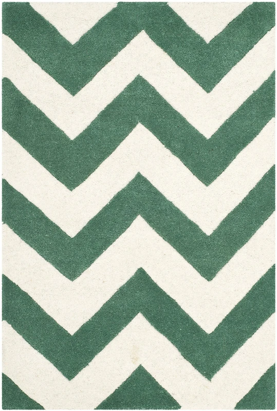 Safavieh Contemporary Indoor Hand Tufted Accent Area Rug, Chatham Collection, CHT715, in Teal / Ivory, 61 X 91 cm for Living Room, Bedroom or Any Indoor Space - Image 1