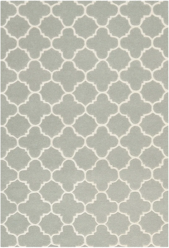 Safavieh Contemporary Indoor Hand Tufted Rectangle Area Rug, Chatham Collection, CHT717, in Grey/Ivory, 122 X 183 cm for Living Room, Bedroom or Any Indoor Space