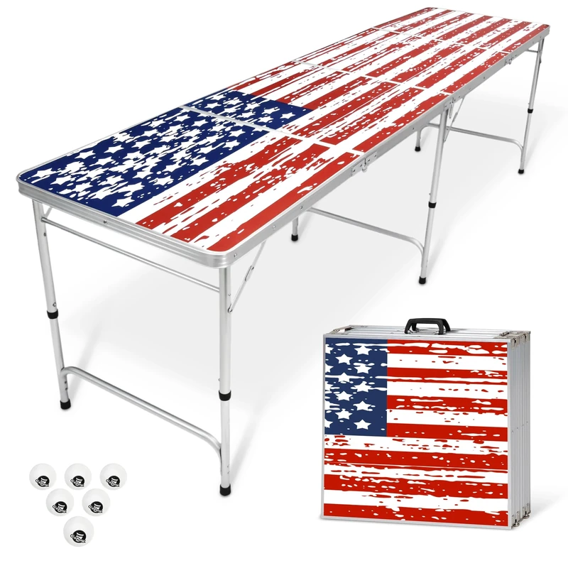 GoPong 8-Feet Beer Pong/Tailgate Table (American Flag Edition)