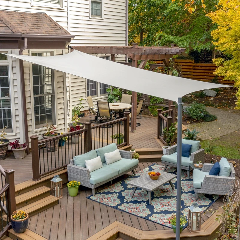 Coolaroo Premium Shade Sail Kit, (16'5"x9'11" Rectangle), Stone, High Density Polyethylene (HDPE)