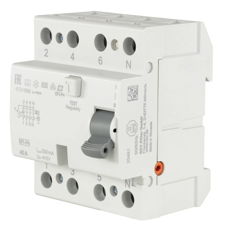 REV Ritter 0505486555 Residual-Current Circuit Breaker 40A, 4-Pin, 0.30A - Image 1