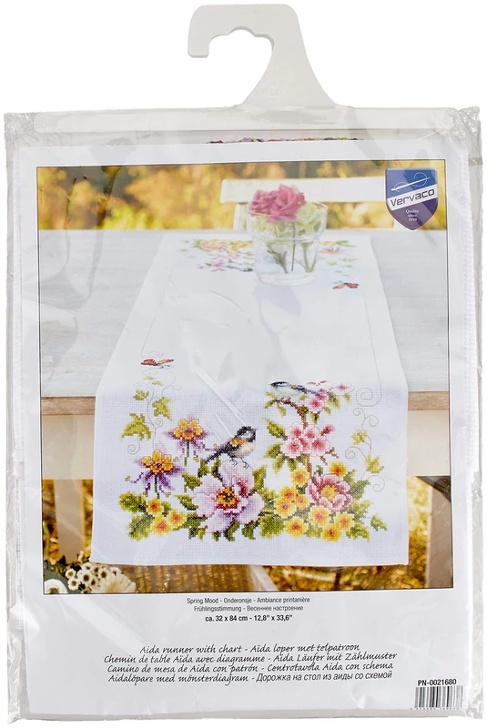 Vervaco Counted Cross Stitch Kit: Runner: Spring Mood, 100% Cotton, Multi-Colour, 80 x 2 x 20 cm