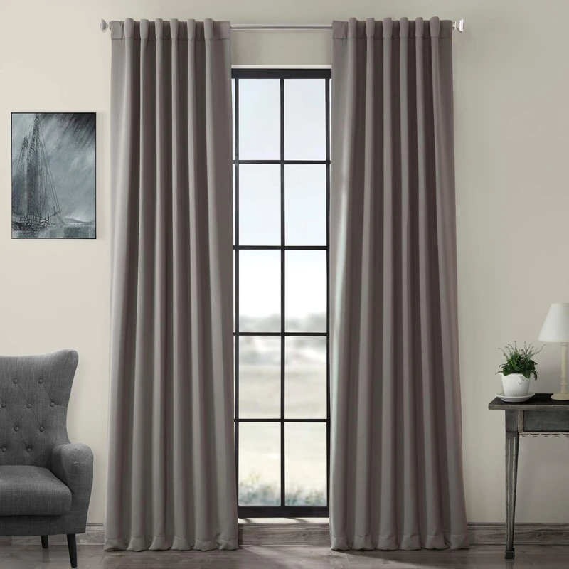 HPD Half Price Drapes Darkening Curtains 120 Inches Long for Bedroom & Living Room (1 Panel), 50 X 120, Neutral Grey, Polyester Blend, 50" W x 120" L (Pack of 1)