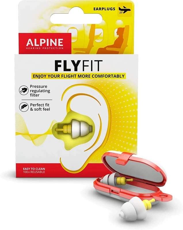 Alpine FlyFit Earplugs - 17dB Pressure Relief, Reusable Comfort