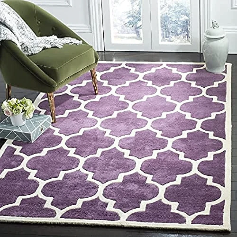 Safavieh Contemporary Indoor Hand Tufted Rectangle Area Rug, Chatham Collection, CHT733, in Purple / Ivory, 183 X 274 cm for Living Room, Bedroom or Any Indoor Space
