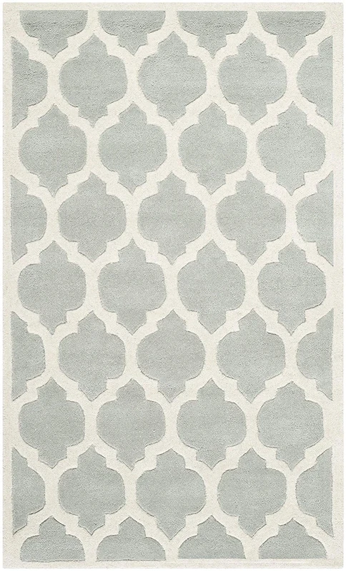 Safavieh Contemporary Indoor Hand Tufted Rectangle Area Rug, Chatham Collection, CHT734, in Grey / Ivory, 91 X 152 cm for Living Room, Bedroom or Any Indoor Space