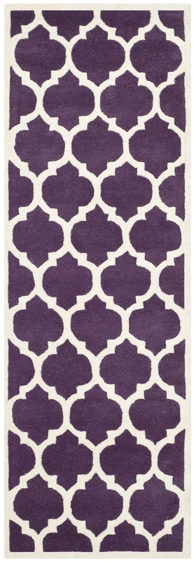 Safavieh Contemporary Indoor Hand Tufted Runner Area Rug, Chatham Collection, CHT734, in Purple / Ivory, 69 X 213 cm for Living Room, Bedroom or Any Indoor Space