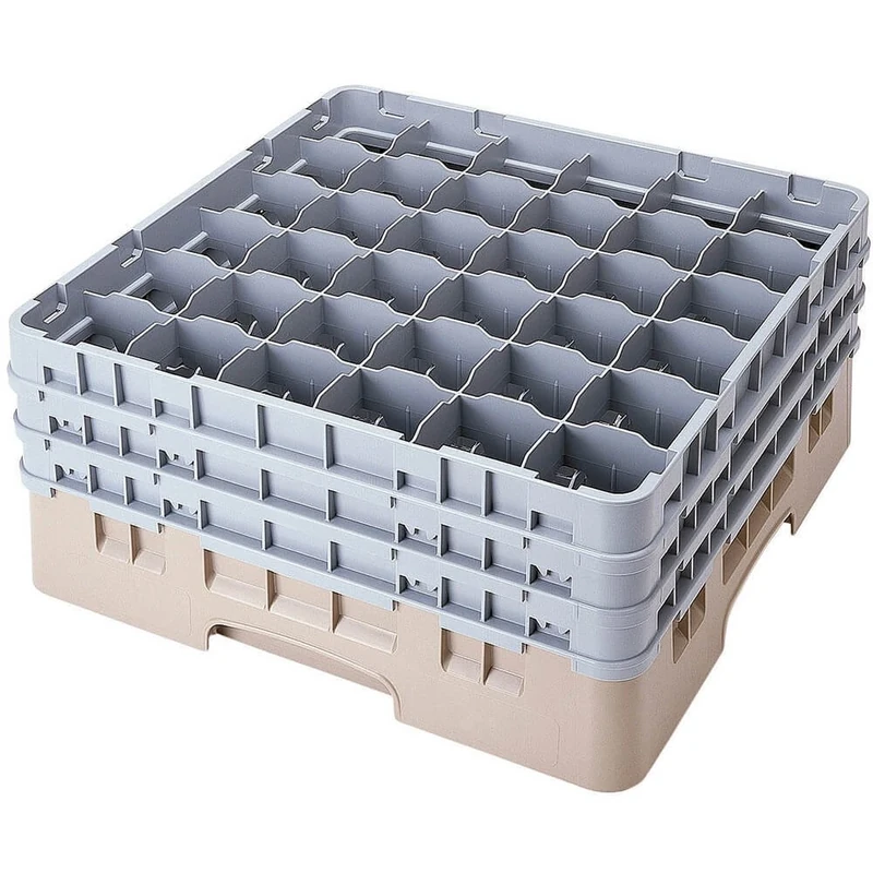 Cambro Camrack 36 Compartment Glass Rack Beige - Max Height 155mm