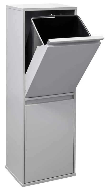 ARREGUI Basic CR202-B Waste Separation and Recycling Bin in steel with 2 buckets, 2 x 17 L (34 L), trash can, recycling cabinet, light grey