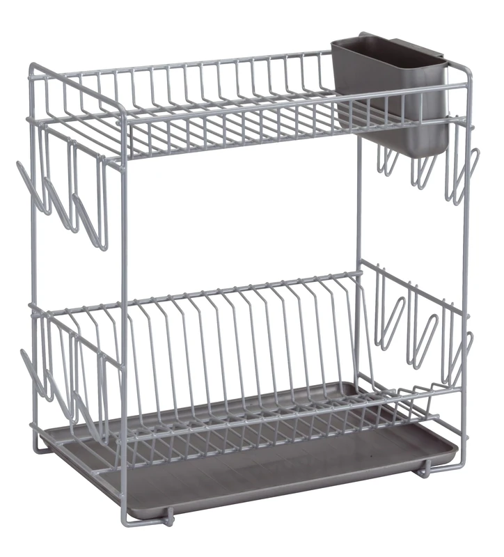 Sauvic Plastic Coated Dish Rack, Grey, Large - Image 1