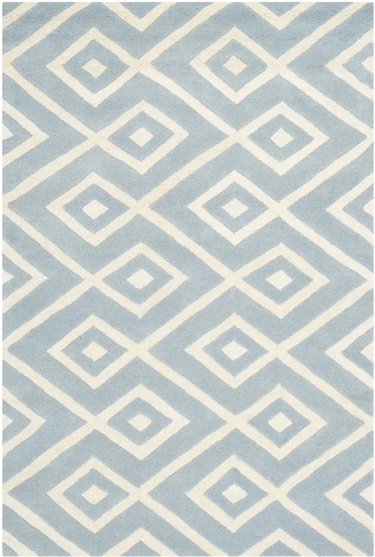 Safavieh Contemporary Indoor Hand Tufted Rectangle Area Rug, Chatham Collection, CHT742, in Blue / Ivory, 122 X 183 cm for Living Room, Bedroom or Any Indoor Space