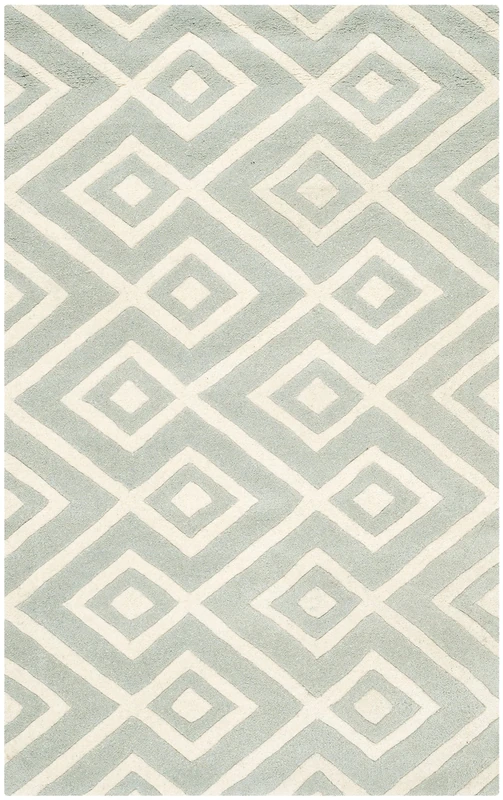 Safavieh Contemporary Indoor Hand Tufted Rectangle Area Rug, Chatham Collection, CHT742, in Grey / Ivory, 91 X 152 cm for Living Room, Bedroom or Any Indoor Space