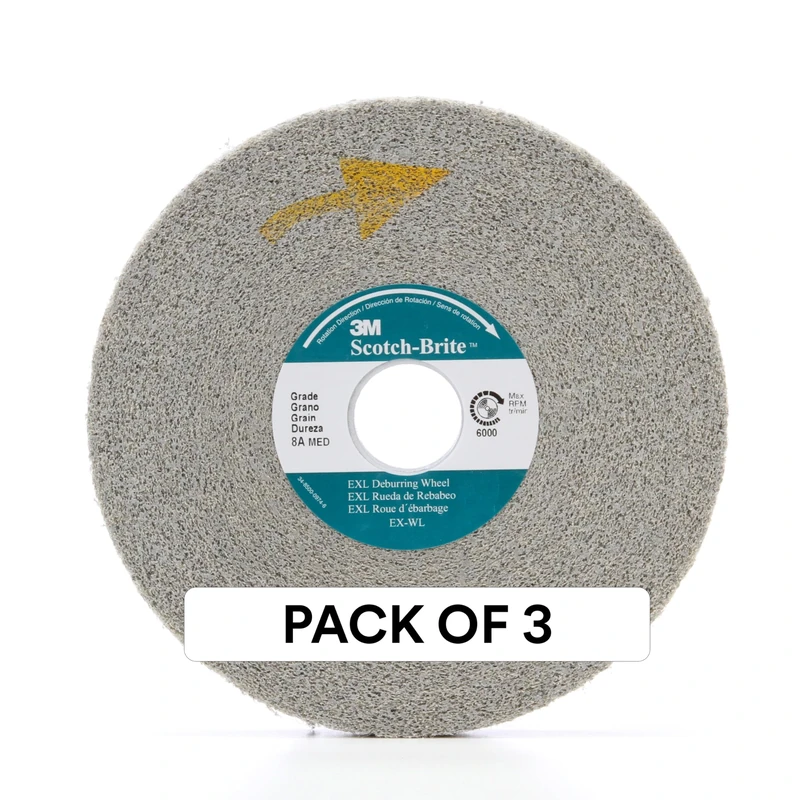 Scotch-Brite(TM) EXL Deburring Wheel, Aluminum Oxide, 6 Diameter, 8A Medium (Pack of 3)