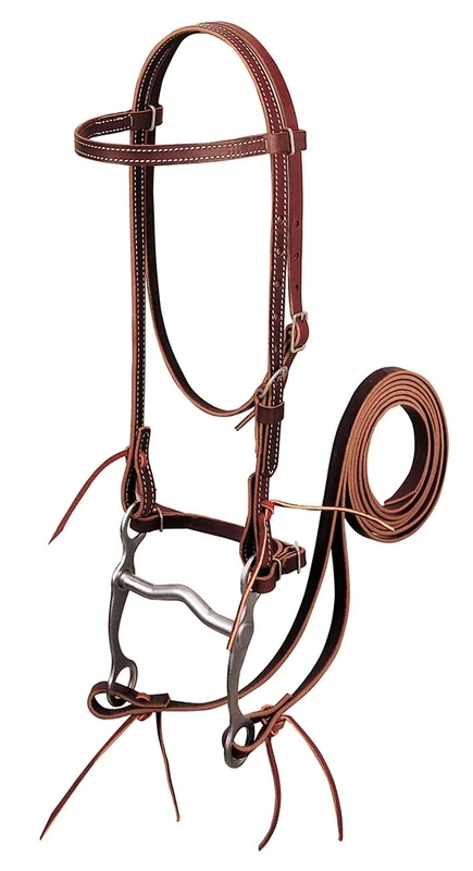 Weaver Leather Latigo Leather Browband Bridle with Single Cheek Buckle Burgundy, Horse