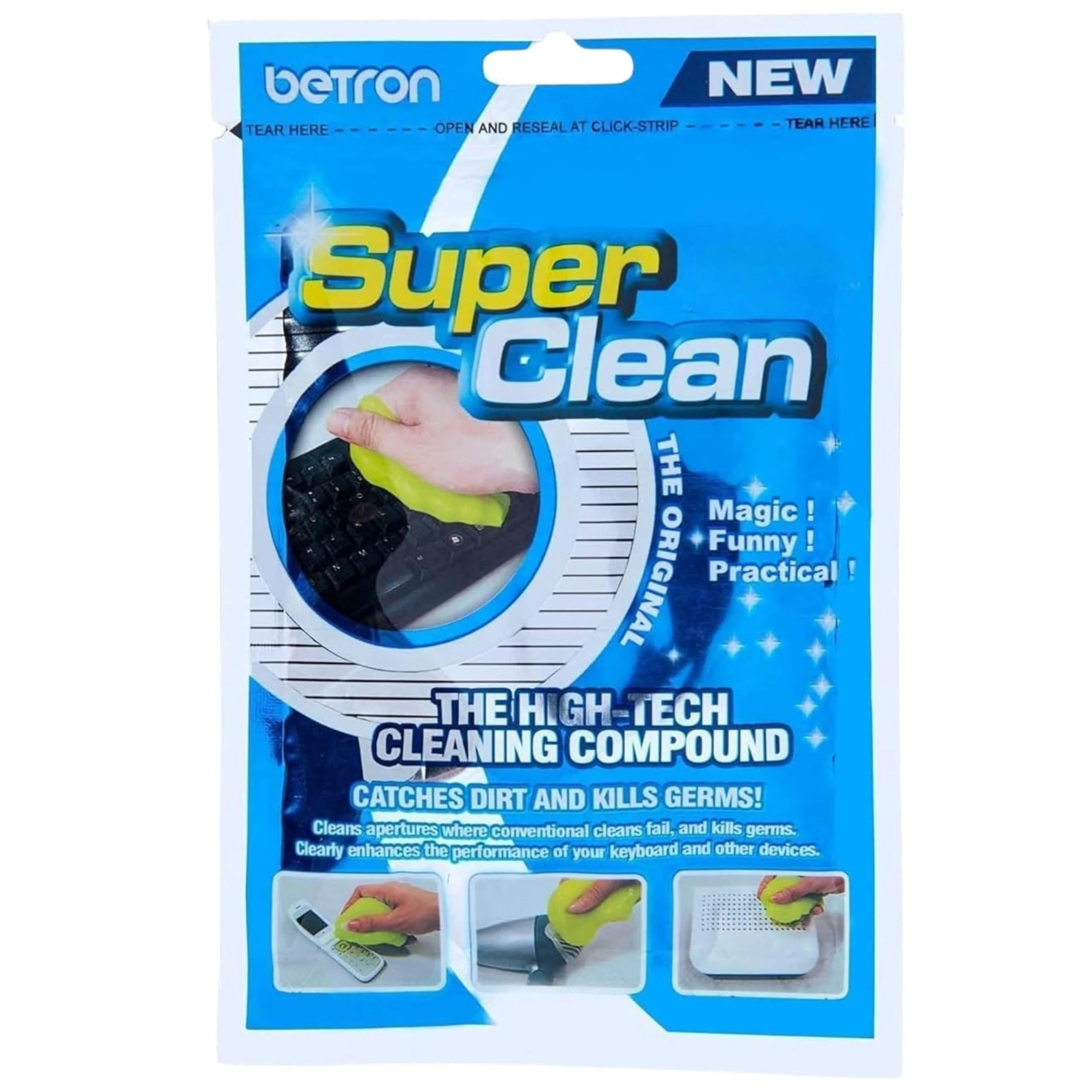 Betron Universal Cleaning Gel for Keyboards, Car Vents, Laptops & Home Electronics - Reusable Dust Remover Putty