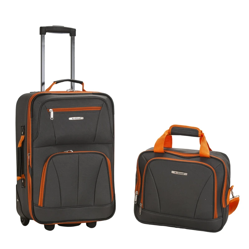 Rockland Fashion Softside Upright Luggage Set, Charcoal,One Size