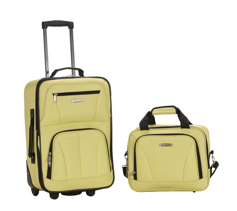 Rockland Fashion Softside Upright Luggage Set, Lime, 2-Piece Set (14/19), Fashion Softside Upright Luggage Set